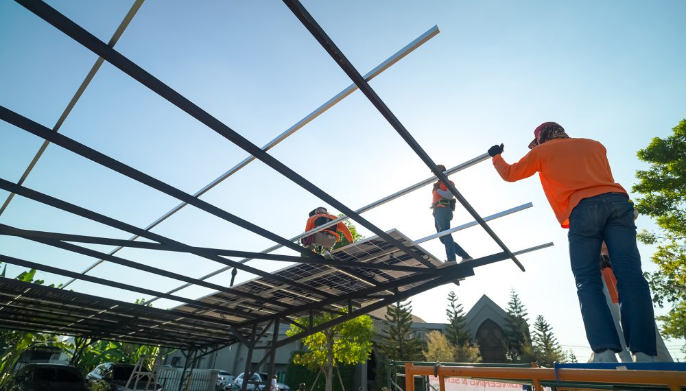 Renewable Energy Eco Technology Electric Power. Worker assemble energy system with solar panel for electricity.(Multiple values) Renewable Energy Eco Technology Electric Power. Worker assemble energy system with solar panel for electricity.(Multiple values)